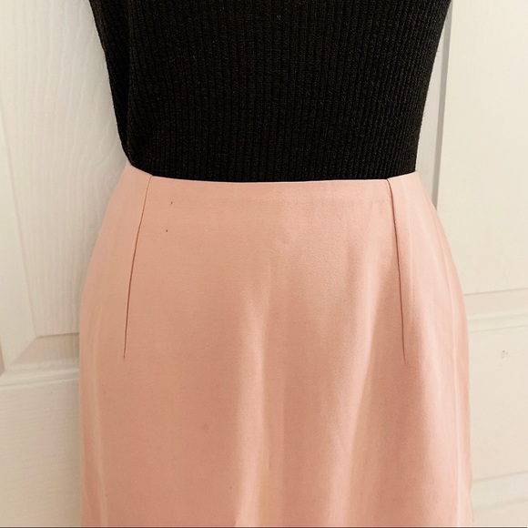 Light Pink Pencil Skirt with Lace Hem - Picture 5 of 8